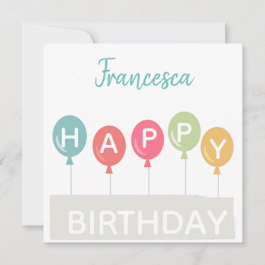 Happy Birthday kleurful ballons, aangepaste naam Kaart (Voorkant)