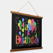 Happy Birthday, kleurrijk en feestelijk, Hangend Wandkleed (Gebogen)