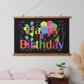Happy Birthday, kleurrijk en feestelijk, Hangend Wandkleed (Slaapkamer)