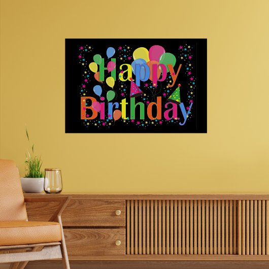 Happy Birthday, kleurrijk en feestelijk, Poster (Woonkamer 2)