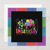 Happy Birthday, kleurrijk partijontwerp, Notitiekaartje (Voorkant / Achterkant)