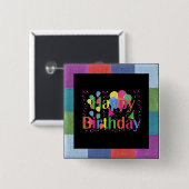 Happy Birthday, kleurrijk partijontwerp, Vierkante Button 5,1 Cm (Voorkant /achterkant)