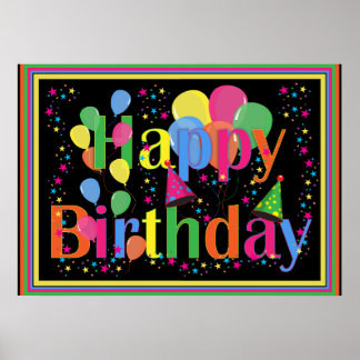 Happy Birthday Kleurrijk Poster