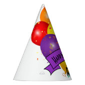 Happy Birthday Kleurrijke Ballonbundel Sjabloon Feesthoedjes (Links)