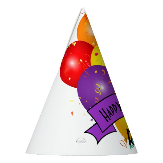 Happy Birthday Kleurrijke Ballonbundel Sjabloon Feesthoedjes (Links)