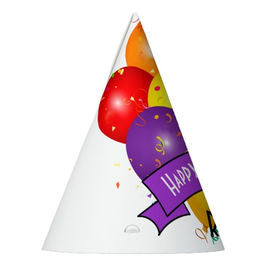 Happy Birthday Kleurrijke Ballonbundel Sjabloon Feesthoedjes (Links)