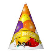 Happy Birthday Kleurrijke Ballonbundel Sjabloon Feesthoedjes (Voorkant)