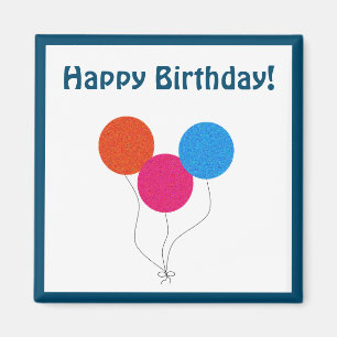 Happy Birthday kleurrijke ballonnen Cartoon Magneet
