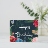 Happy Birthday, kleurrijke bloei, Briefkaart (Staand voorkant)