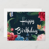 Happy Birthday, kleurrijke bloei, Briefkaart (Voorkant / Achterkant)