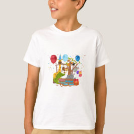 Happy birthday kleurrijke cartoon animal Zoo T-Shi T-shirt