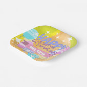 Happy Birthday Kleurrijke Cartoon Ballonnen Sparkl Papieren Bordje (Gebogen)