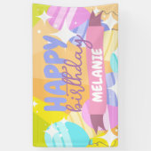 Happy Birthday Kleurrijke Cartoon Ballonnen Sparkl Spandoek (Verticaal)