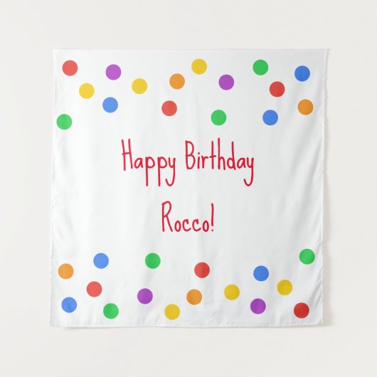 Happy Birthday Kleurrijke Confetti Party Wandkleed (Voorkant)