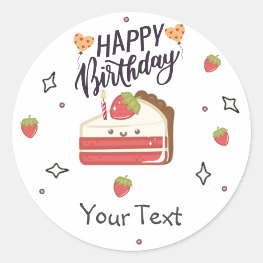Happy Birthday Kleurrijke feesttaart Ronde Sticker (Voorkant)