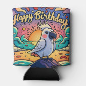  Happy Birthday Kleurrijke Parrot Bird Blikjeskoeler (Achterkant)