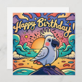 Happy Birthday Kleurrijke Parrot Bird Feestdagenkaart (Voorkant / Achterkant)
