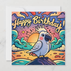  Happy Birthday Kleurrijke Parrot Bird Feestdagenkaart