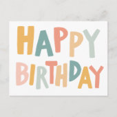 HAPPY BIRTHDAY Kleurrijke Pastel Handlettering Sch Briefkaart (Voorkant)