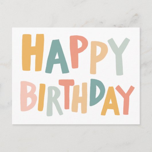 HAPPY BIRTHDAY Kleurrijke Pastel Handlettering Sch Briefkaart (Voorkant)