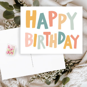 HAPPY BIRTHDAY Kleurrijke Pastel Handlettering Sch Briefkaart