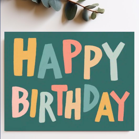 HAPPY BIRTHDAY Kleurrijke Pastel Handlettering Sch Briefkaart