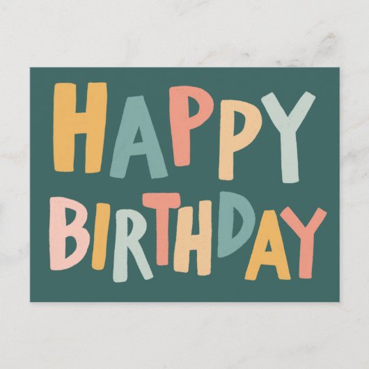 HAPPY BIRTHDAY Kleurrijke Pastel Handlettering Sch Briefkaart (Voorkant)