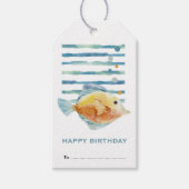 Happy Birthday, kleurrijke tropische viskust Cadeaulabel (Voorkant)