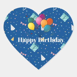Happy Birthday, kleurrijke viering Hart Sticker