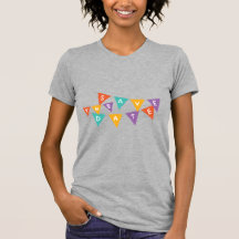 "Happy Birthday" Kleurrijke Vlaggetjes Vrouwen Gra