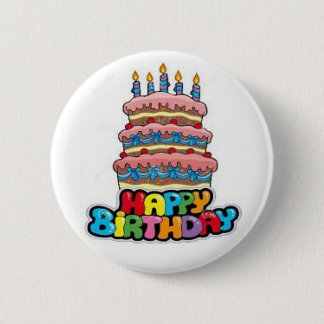 Happy Birthday-knop 1 Ronde Button 5,7 Cm