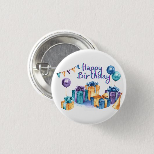 Happy Birthday-knop Ronde Button 3,2 Cm (Voorkant /achterkant)