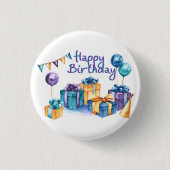 Happy Birthday-knop Ronde Button 3,2 Cm (Voorkant)