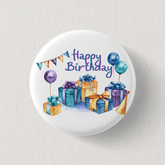 Happy Birthday-knop Ronde Button 3,2 Cm (Voorkant)