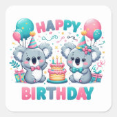 Happy Birthday Koala Beren Sticker (Voorkant)