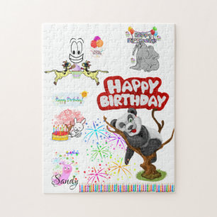 Happy Birthday Koe Cupcake Panda Beer Seal Legpuzzel