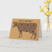 Happy Birthday Koe Kaart (Gele Bloem)