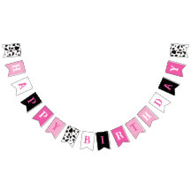 Happy Birthday Koe Print Roze Zwart-wit