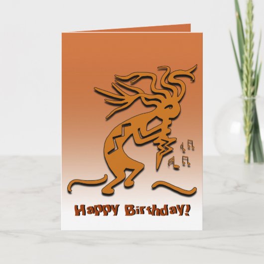 Happy Birthday Kokopelli Musician Notes Custom Kaart (Voorkant)