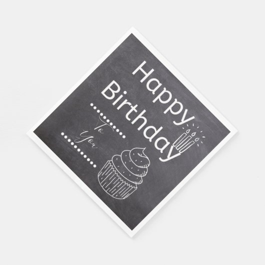 Happy Birthday Krijtbord Servetten (Hoek)