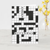Happy Birthday kruiswoordpuzzel Kaart (Gele Bloem)