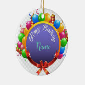  Happy Birthday Label Keramisch Ornament (Rechts)