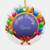  Happy Birthday Label Keramisch Ornament (Voorkant)