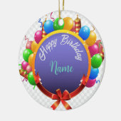  Happy Birthday Label Keramisch Ornament (Links)