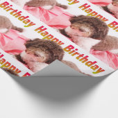 Happy Birthday Labradoodle Dog Wrapping Paper Cadeaupapier (Hoek)