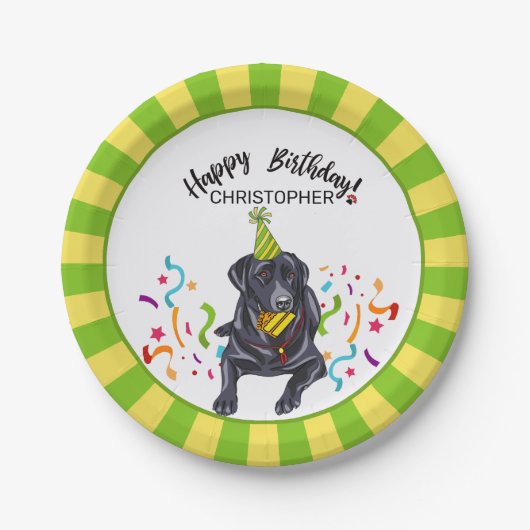 Happy Birthday Labrador Retriever Dog Party Papieren Bordje (Voorkant)