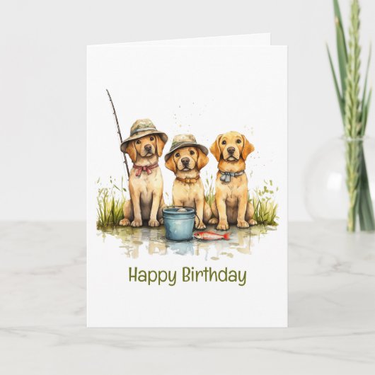 Happy Birthday Labrador Retriever Dogs Gevist Kaart (Voorkant)