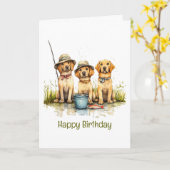 Happy Birthday Labrador Retriever Dogs Gevist Kaart (Gele Bloem)