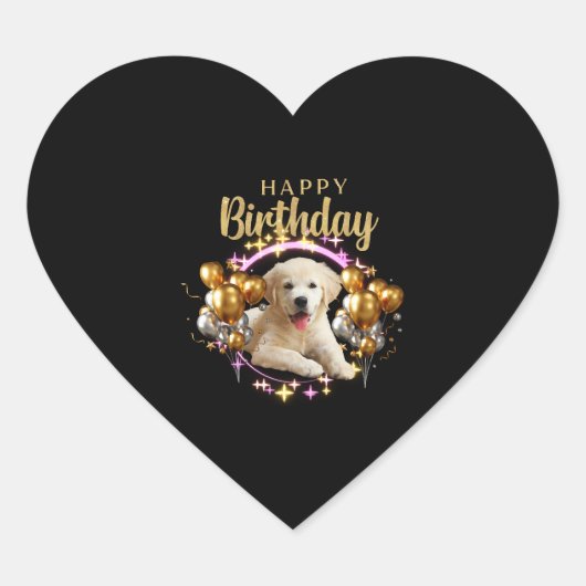 Happy Birthday Labrador Retriever Hart Sticker (Voorkant)