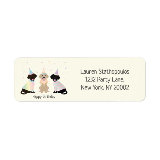 Happy Birthday Labrador Retriever Honden Etiket (Voorkant)
